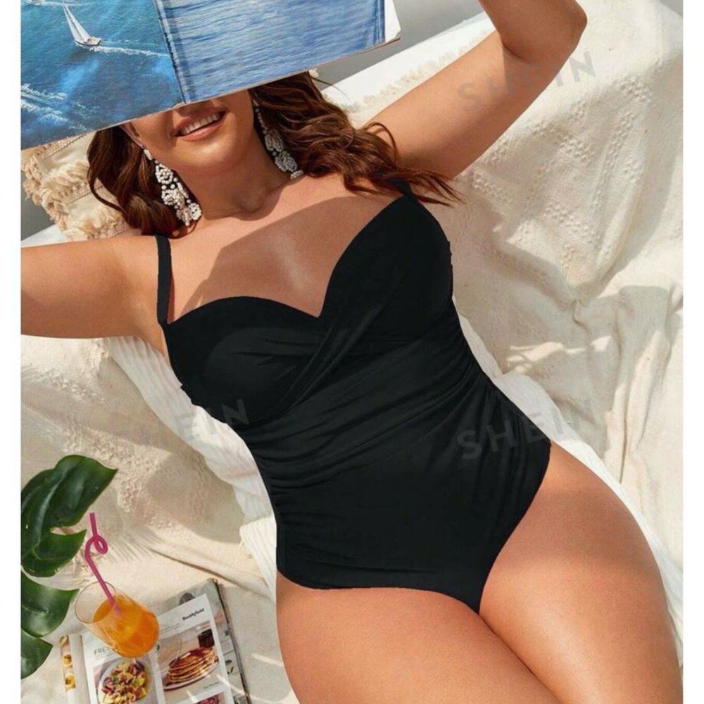 3 xl push up padded one piece swimsuit black